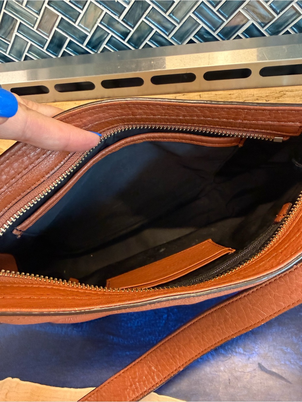 Cole Haan Cognac Leather Crossbody Bag - Picture 6 of 11